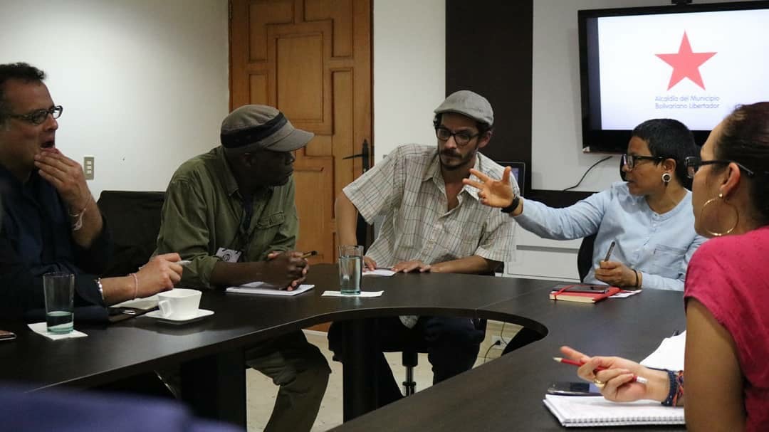 From left to right: Vijay Prashad, Fred M'membe, Diego Sequera, and Erika Farías. Photographer: Yeimi Salinas.