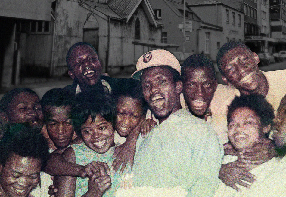 Steve Biko (fourth from the right, wearing a cap) at a birthday party at the University of Natal Medical School Non-European Section in Durban, 5 April 1969. Source: Lindiwe Edith Gumede Baloyi 